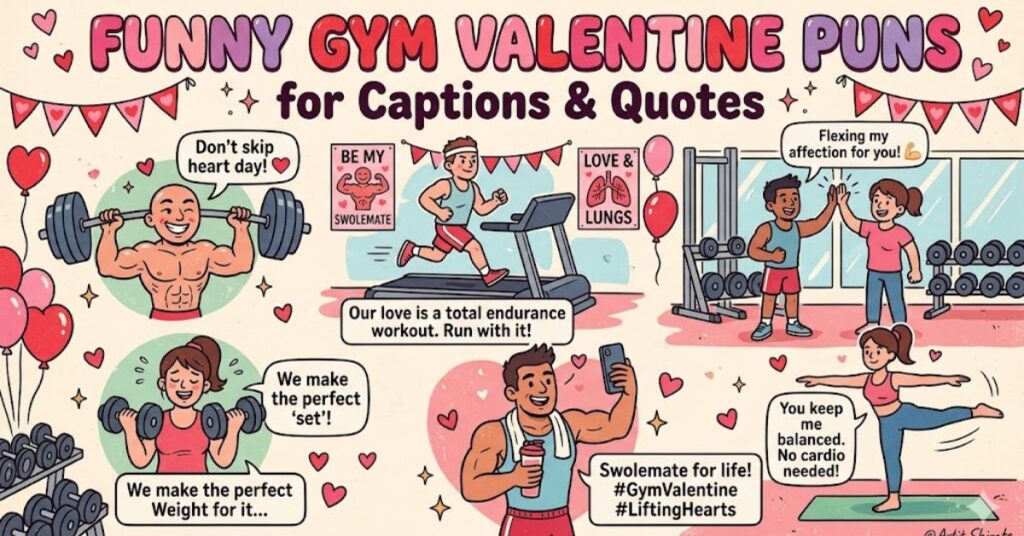 Funny Gym Valentine Puns for Captions and Quotes