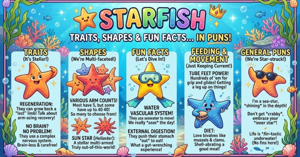 Starfish Traits, Shapes & Fun Facts in Puns