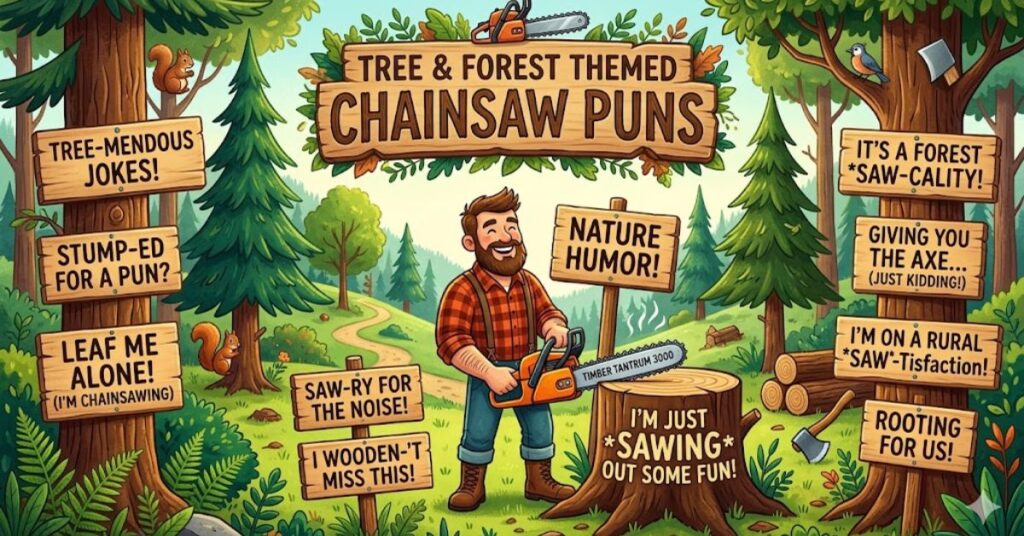 Tree & Forest Themed Chainsaw Puns Nature Humor