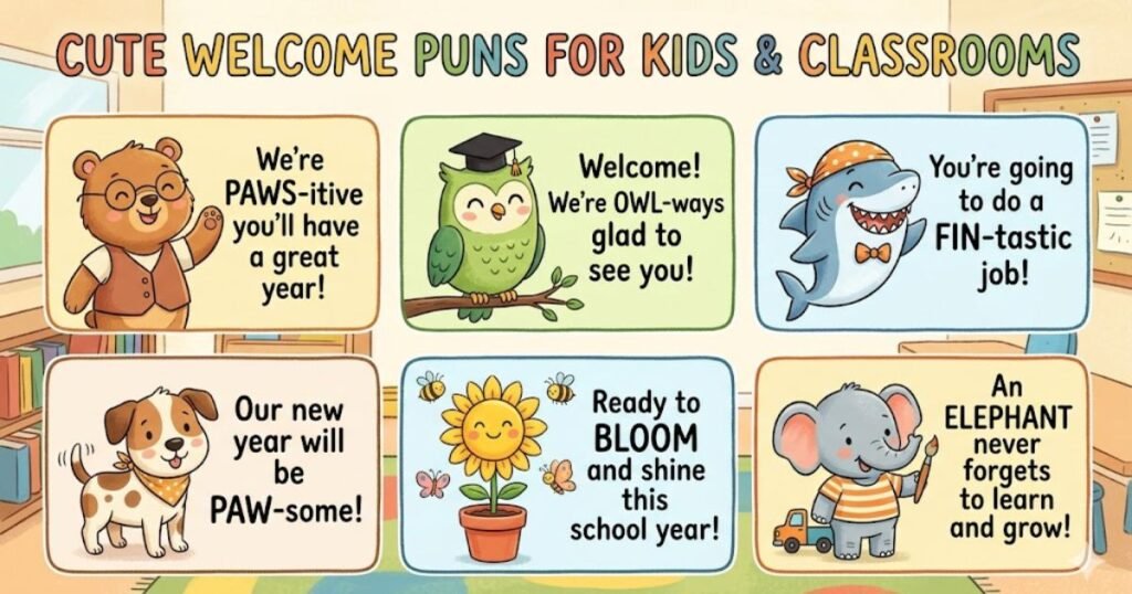 Cute Welcome Puns for Kids and Classrooms