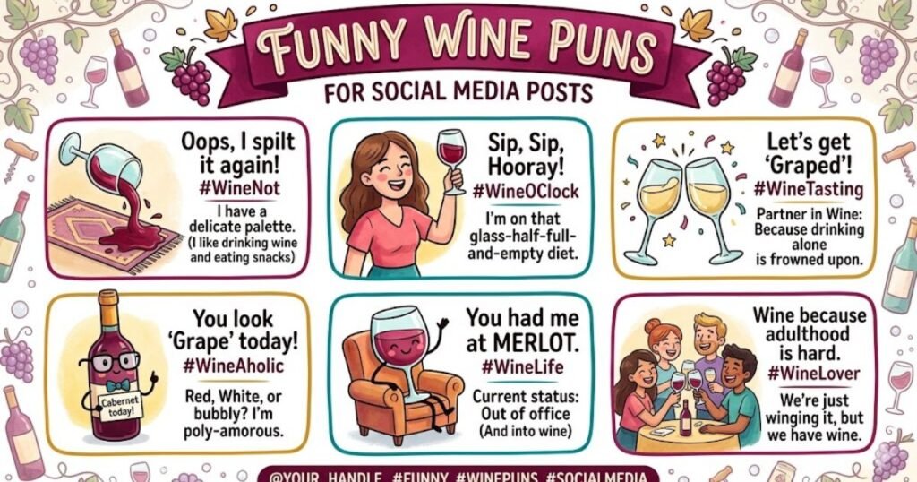 Funny Wine Puns for Social Media Posts